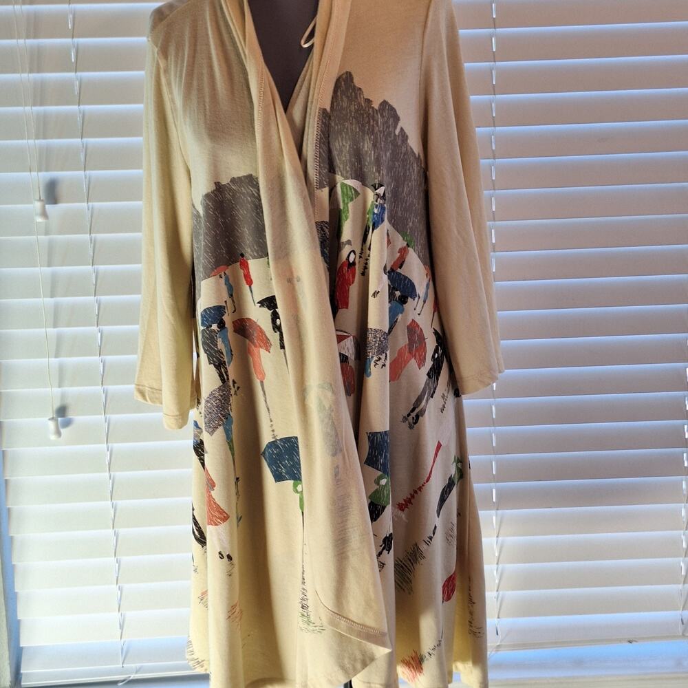 A Walk In The Park Size XL Open Front Long Light Duster Caridgan Sweater - Picture 10 of 12